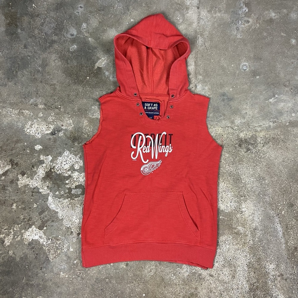 Detroit Red Wings‎ NHL Sleeveless Hoodie Size Small Red Hockey Pullover